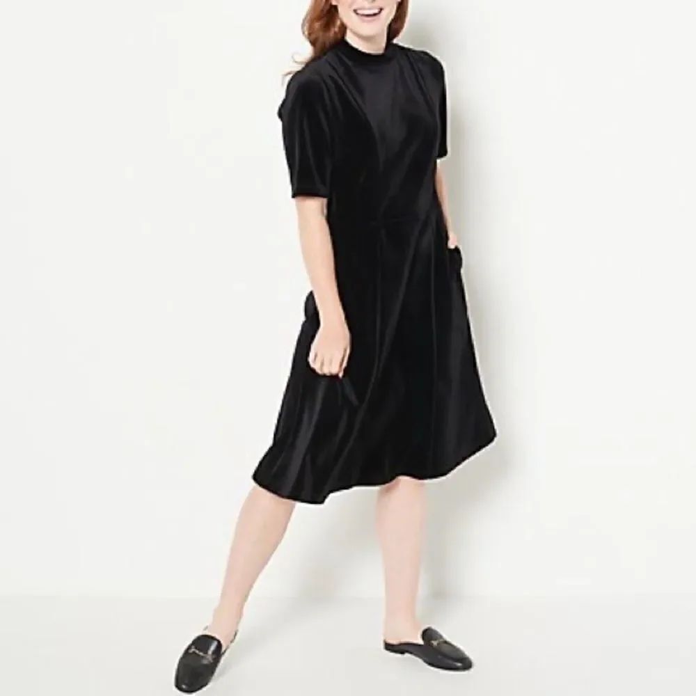 Isaac Mizrahi Live! Always Isaac Fit & Flare Velvet Dress